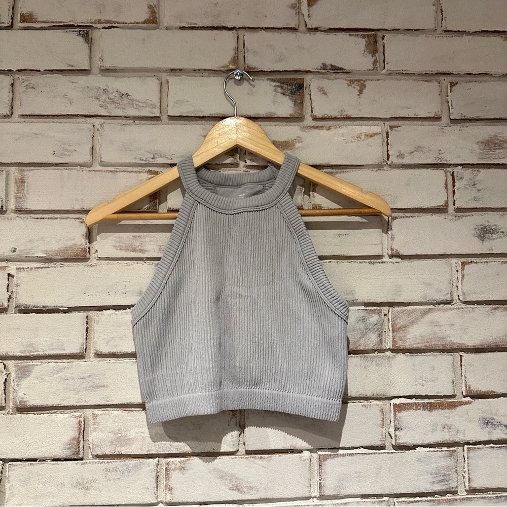 Aerie gray ribbed crop top size medium